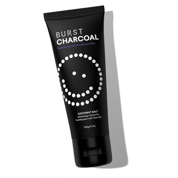 burst charcoal coconut salt fluoride toothpaste